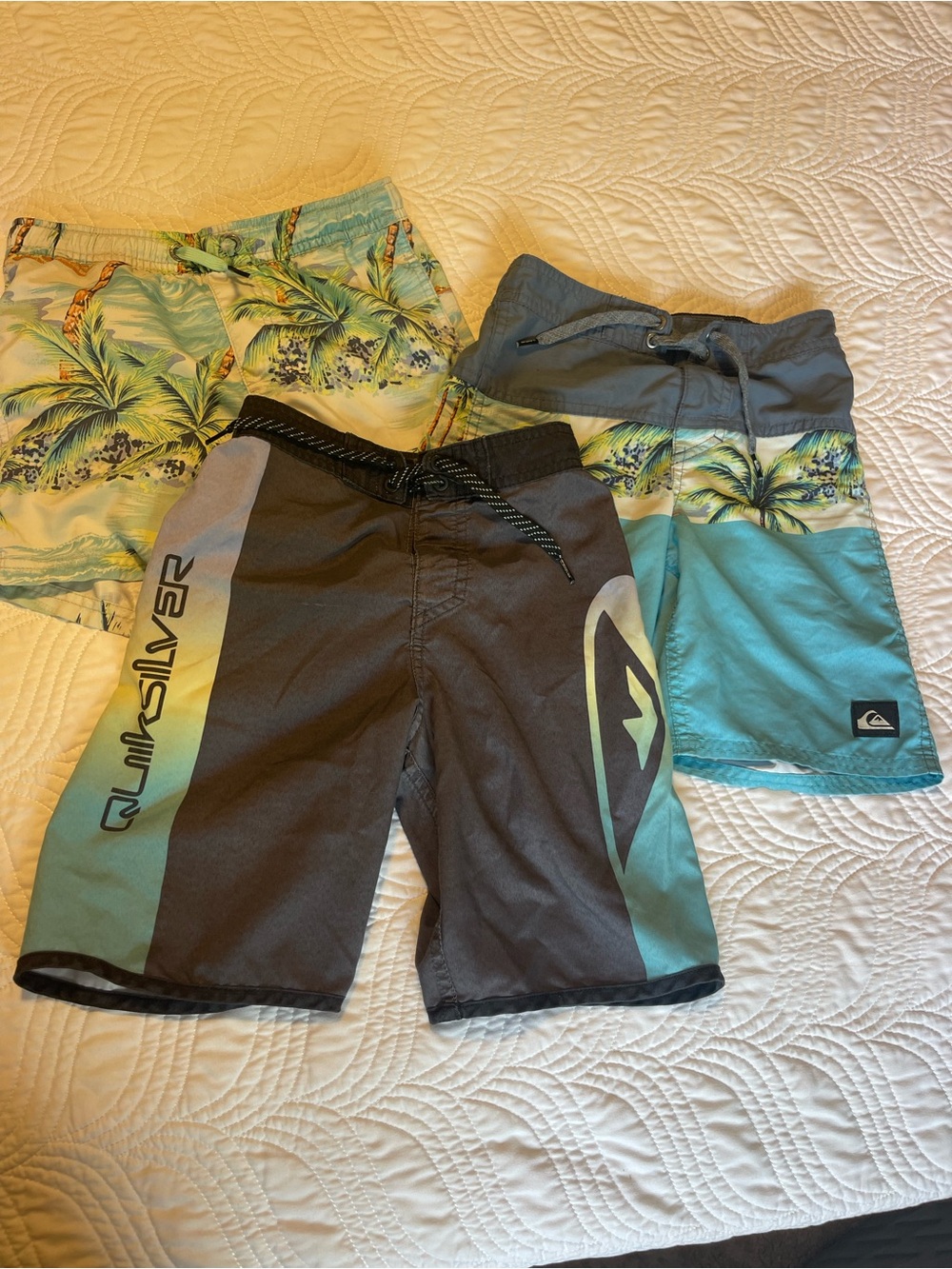 Quiksilver Boys' Teal, Aqua & Gray Swim Trunks Trio